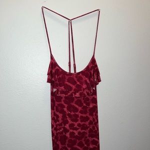 Pieces Kensie Red/Pink Leopard Maxi Dress with Criss Cross Back. Size M.
